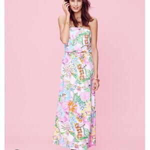 Lilly Pulitzer for‎ Target Floral Strapless Maxi Dress Size XS